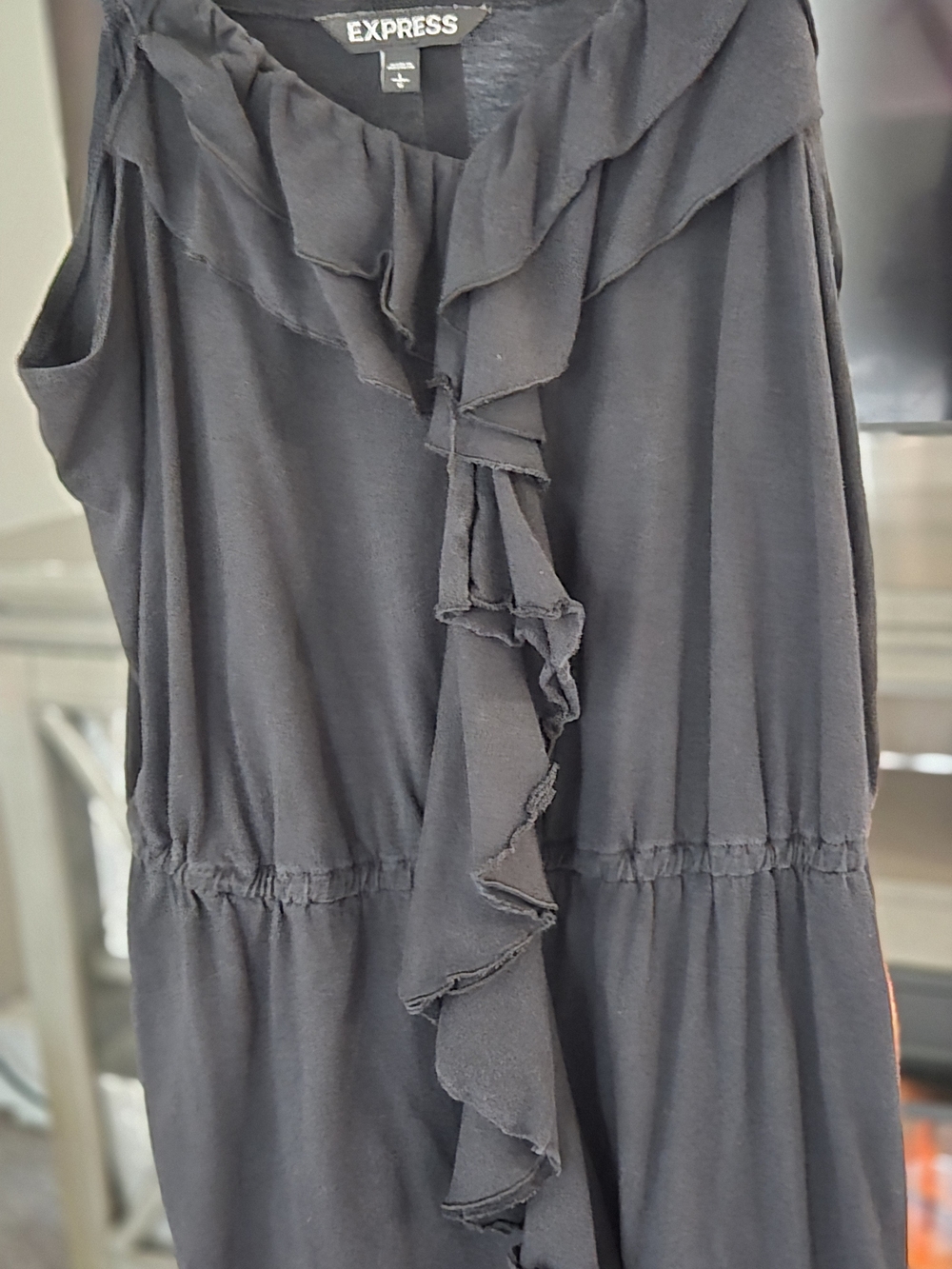 Express Black Ruffle Front Midi Dress - Picture 4 of 4